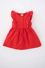 DEFACTO Baby Girls Short Sleeve Linen Look Dress