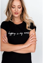 Women's T-shirt with the inscription "Shopping is my cardio" - black,