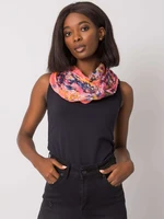 Coral and dark blue scarf with flowers