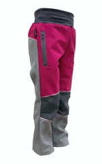 Softshell trousers - gray melange-fuchsia