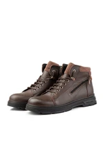 Ducavelli Ankle Genuine Leather Lace-up Rubber Sole Men's Boots, Zippered Boots.