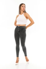 BİKELİFE Smoked Wash Effect High Waist Lycra Denim Trousers.