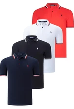 QUAD SET T8594 DEWBERRY MENS T-SHIRT-BLACK-WHITE-NAVY BLUE-POMEGRANATE