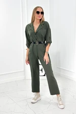 Overall with khaki belt