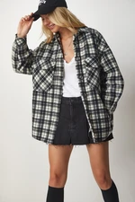 Happiness İstanbul Women's Smoked Lumberjack Fleece Shirt Jacket