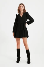 Trendyol Black Gathered Ruffle Detail Mini Woven Woven Dress