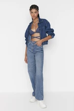 Trendyol Blue Waist Detailed High Waist Wide Leg Jeans