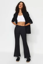 Trendyol Black Flare Flare Ribbed Slit Detail Woven Trousers