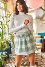 Olalook Women's Water Green Elastic Waist Cachet Mini Skirt