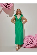 Koton Rachel Araz X - V-Neck Frill Long Maxi Dress