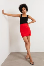 Lafaba Women's Red Slit Mini Skirt