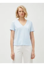 Koton Blue Women's V-Neck Plain T-Shirt 3sak60002ek