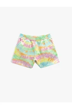 Koton Tie-Dye Patterned Shorts with Pocket. Elastic Waist. Comfortable Cut.