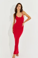 Cool & Sexy Women's Christmas Red Adjustable Strap Maxi Dress