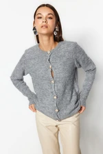 Trendyol Gray Soft Textured Accessory Knitwear Cardigan