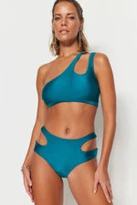 Trendyol Petrol Cut Out/Window High Waist Normal Leg Bikini Bottom