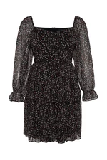Trendyol Curve Black Floral Patterned Chiffon Dress