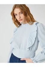 Koton Crop Blouse Long Sleeves Ruffle Detailed