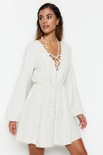 Trendyol Ecru Mini Knitted Bound Beach Dress