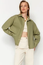 Trendyol Khaki Oversize Denim Shirt Jacket