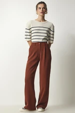 Happiness İstanbul Women's Tile Pleated Woven Trousers