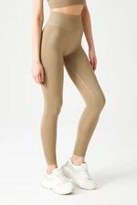 LOS OJOS Khaki High Waist Seamless Organizing Sports Leggings.