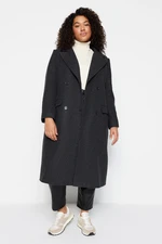 Trendyol Curve Black Cashmere Coat with Pocket Flap