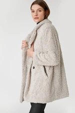 Koton Hooded Oversized Plush Short Coat