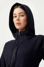 LOS OJOS Women's Navy Blue Hoodie with Zipper Sweatshirt and Tracksuit Top.