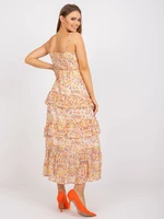 Ecru floral maxi dress with ruffles