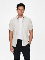 Beige Men's Linen Shirt ONLY & SONS Caiden - Men