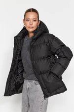 Trendyol Black Oversize Hooded Puffy Coat