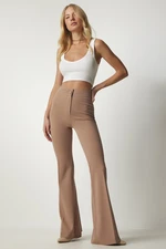 Happiness İstanbul Women's Beige Flared Leg Pants