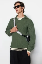 Trendyol Green Unisex Regular Fit Polo Neck Non Pilling Knitwear Sweater