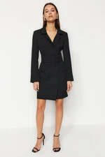 Trendyol Black Belted Mini Woven Button Detailed Woven Woven Dress