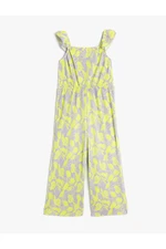 Koton Overalls Full Length Wide Leg, Straps, Ruffle Detailed Printed.