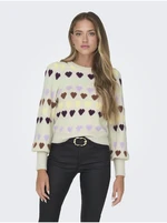 Cream women's patterned sweater ONLY Heartbeat - Women's