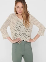 Krémmintás crop top pulóver 3/4 ujjal JDY New - Női