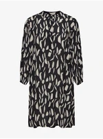 Fransa Cream-black patterned shirt dress with three-quarter sleeves Fra - Ladies