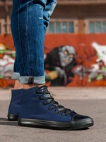 Ombre Men's shoes sneakers in combined materials - navy blue