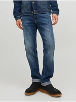 Dark blue men's straight fit jeans Jack & Jones Mike - Men's