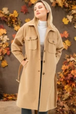 Z6777 DEWBERRY LADIES' COAT-FLAT CAMEL