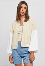 Women's Oversized Two-Tone College Terry Jacket Softseagrass/White