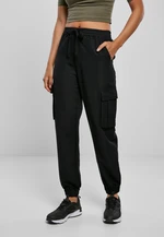 Women's Viscose Trousers Twill Cargo Black