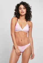 Women's Dye Triangle Back Tie Bikini Pink Multicolored