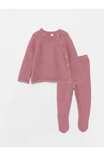 LC Waikiki Crew Neck Long Sleeve Basic Baby Girl Knitwear Sweater and Trousers 2-Pack Set