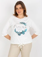 Dámské tričko plus size s 3/4 raglánovým rukávem - ecru