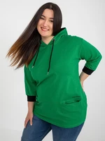 Zelená plus size bavlněná mikina se sloganem