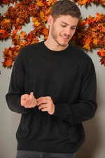 V0091 DEWBERRY MEN'S OVERSIZE SWEATER-PLAIN BLACK