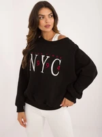 Black women's sweatshirt without hood with insulation